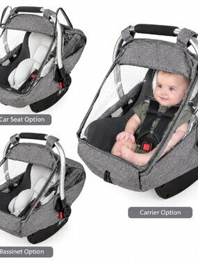 GRAY Universal 100% Waterproof 360° Rain Infant Baby Car Seat Stroller Cover